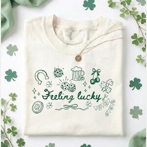 St Patricks Day Tee, Feeling Lucky Graphic Tshirt, Cute Patricks Day Gift